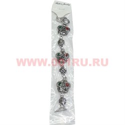 Браслет с камнями серебристый (M-100) цветочком цена за упаковку из 12шт - фото 100749