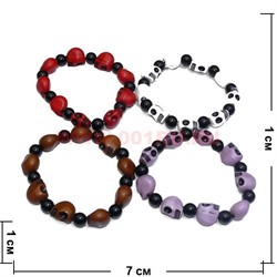 Браслеты с черепом (B-10) 4 вида цена за упаковку из 12шт - фото 100760