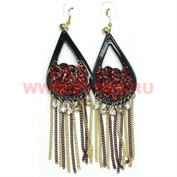 Серьги (H-3) капли коралловые 12 пар в упаковке - фото 101078