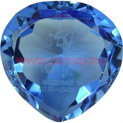 Кристалл «Сердце Зодиак» синее 5 см - фото 101509