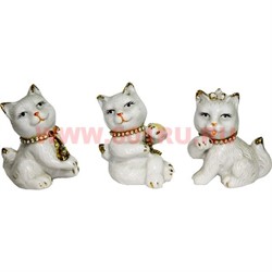 Кошечки из фарфора (Z-81) цена за набор 3 штуки со стразами - фото 103430