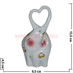Два слоника «сердце» 13 см (KL-1118) из фарфора - фото 103464