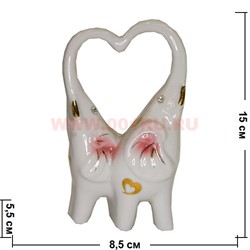 Два слоника «сердце» 15 см (KL-1117) из фарфора - фото 103477