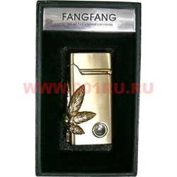 Зажигалка газовая Fangfang (7310) "Листок с камнем" 2 цвета - фото 103543