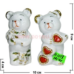 Мишки из фарфора (KL-1213) со стразами 120 шт/кор (цена за 2 шт) - фото 103651