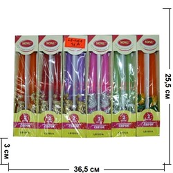Свеча ароматизированная (LB105A) 10" 2шт/уп, 6цветов, цена за 96уп - фото 104190