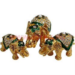Набор шкатулок "Три слона" цвет зеленый - фото 104484