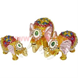 Набор шкатулок "Три слона" цвет золотистый - фото 104511