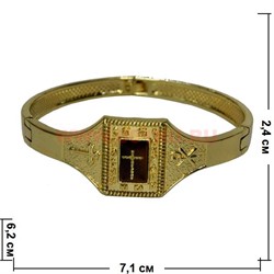 Браслет металлический с крестиком (прямоугольный) 12 шт/уп под золото - фото 104780