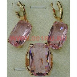 Набор серьги и кольцо "Валенсия" под розовый кристалл размер 17-20 - фото 104999