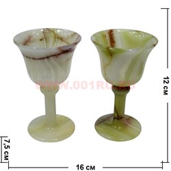 Набор из 2 бокалов "евростиль" из оникса 12 см в бархатной коробке - фото 106423