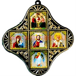 Православный оберег "Пять икон" (простая) 50 шт/уп - фото 106695