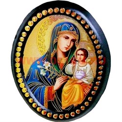 Православный оберег "Богородица с ребенком" (овал с бусинами) - фото 106773