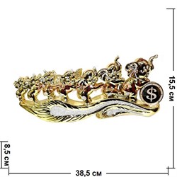 7 слонят из керамики под золотом (903) со знаком доллара (39 см длина) - фото 108446