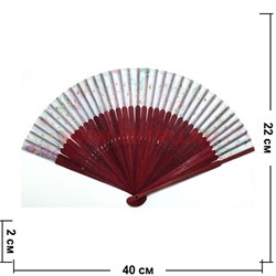 Веер маленький (дерево, шелк) коричневый 50 шт/упаковка - фото 108487