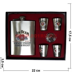 Набор с Флягой 8 унций Jim Beam + 4 стаканчика (D-1703) - фото 110043