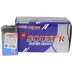 Батарейки Souser 6F22 9V «крона» улучшенные солевые цена за 10 шт - фото 111678
