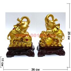 Два слона под золото 25 см из полистоуна (цена за пару) - фото 111885