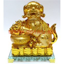 Собака 21 см на слитке (с горшком) 2 вида на подставке (23) из полистоуна - фото 111917