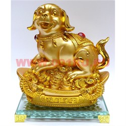 Собака 21 см на слитке (с горшком) 2 вида на подставке (23) из полистоуна - фото 111919