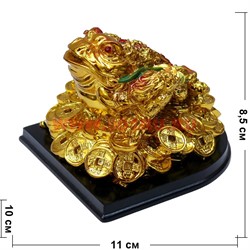 Жаба под золото на подставке 8,5 см высота - фото 112606