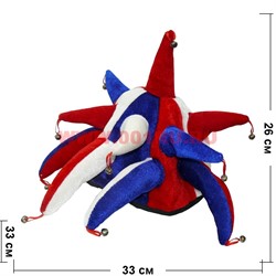 Шапка болельщика триколор (скомороха) с бубенчиками - фото 112835