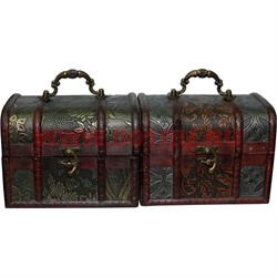 Шкатулка 3-в-1 деревянная 14 см высота - фото 113303