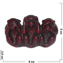 Три обезьяны красные полистоун (G200-6) - фото 114545
