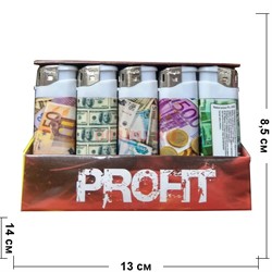 Зажигалка газовая Profit «доллары и евро» 50 шт/уп - фото 115190