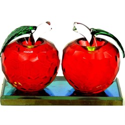 Два яблока стеклянные гранненые на подставке - фото 116101