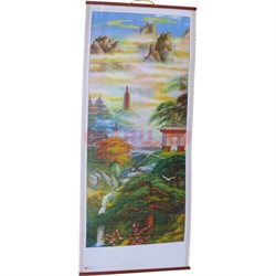 Панно из рисовой бумаги 77x30 см «Пейзаж с пагодой» (W-12) - фото 117239