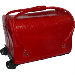 Сумка чемодан на колесиках для косметики (маникюра) красная - фото 117673