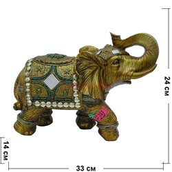 Слон из полистоуна (KL-1070) с хоботом вверх 24 см высота - фото 118245