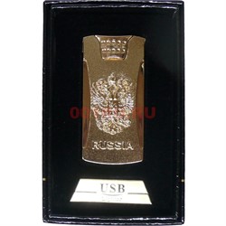 Зажигалка ЮСБ спиральная герб России 2 цвета - фото 122626