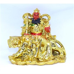 Бог богатства на тигре под золото (NS-245) из полистоуна - фото 122954