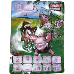 Календарь со свинками выдавленный 2019 символ года Свинья (Кабан) - фото 123202