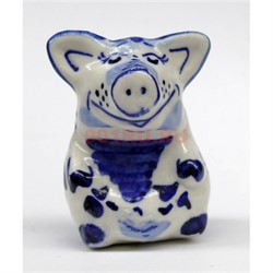 Свинка гжель керамика 7,5 см - фото 123472