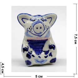 Свинка гжель керамика 7,5 см - фото 123473