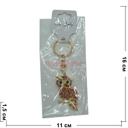 Брелок со стразами «сова на ветке» 12 шт/упаковка (KY-129) - фото 124403