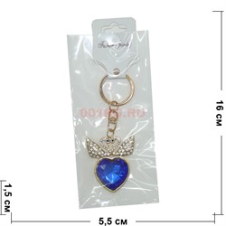 Брелок со стразами «2 лебедя на сердце» 12 шт/уп - фото 124411