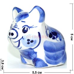 Свинка гжель керамика 5 см высота - фото 124708