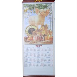 Календарь со свинками из рисовой бумаги 100 шт/кор символ 2019 года - фото 124870