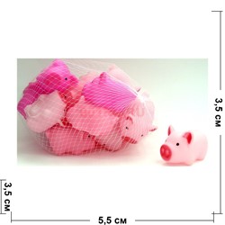 Свинка резиновая мягкая пищащая 20 шт/уп - фото 125715