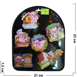 Магнит символ 2019 года (AL-28) Свинки 50 шт/уп деревянные - фото 125793