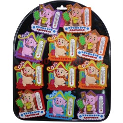 Магнит символ 2019 года (AL-14) Свинки 24 шт/уп с термометром - фото 125794