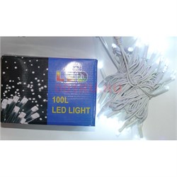 Гирлянда 100 LED ламп 10 м белый холодный свет - фото 125826