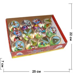 Мячики светящиеся с Дедом Морозом 65 мм 12 шт/упаковка - фото 126100