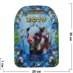 Доска разделочная деревянная Свинья символ 2019 года - фото 126306