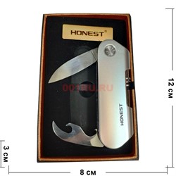 Зажигалка USB Honest с ножом и открывашкой спиральная - фото 128501