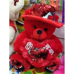 Медведь сердце в шляпе 12 шт/уп мягкая игрушка - фото 128507